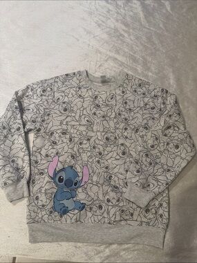 Disney Grey Crewneck Sweatshirt with Blue Stitch Graphic for women’s size S